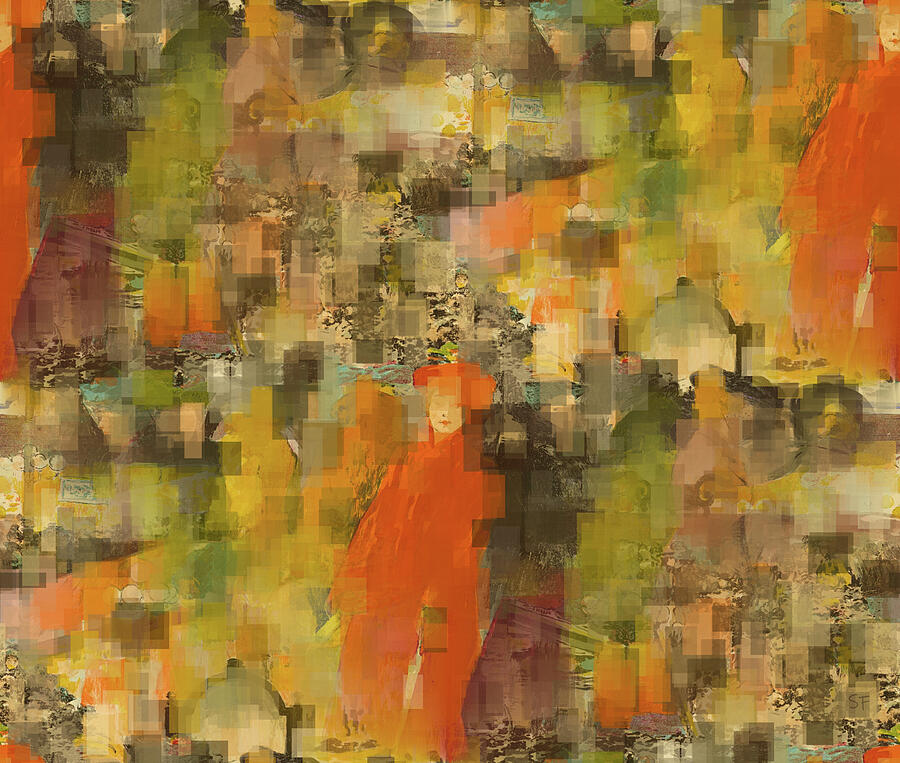Autumn is a Lady Modern Abstract  Mixed Media by Shelli Fitzpatrick