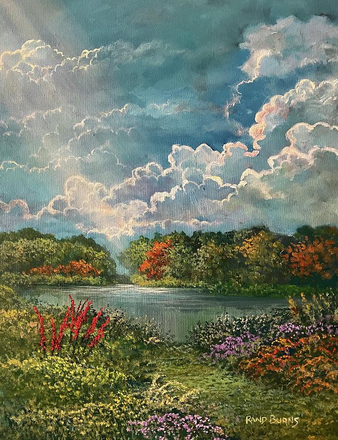 Autumn Joy.  Cardinal Flowers And Light Painting by Rand Burns