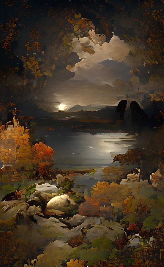 Autumn Lake Painting by Bonnie Bruno