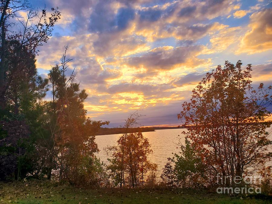 Autumn Lake Sunset Photograph by Kathy White