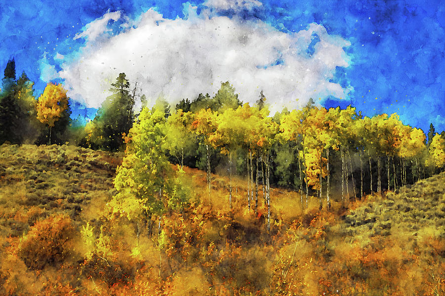 Autumn Landscape And Trees Watercolor Painting by Dan Sproul