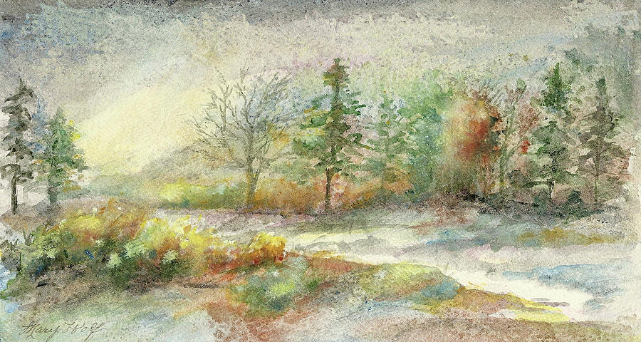 Autumn Landscape Painting by Mary Wolf