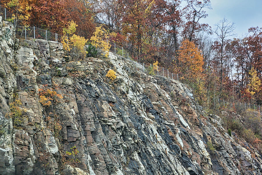 Tree Photograph - Autumn Landscape Rock Trees  by Chuck Kuhn