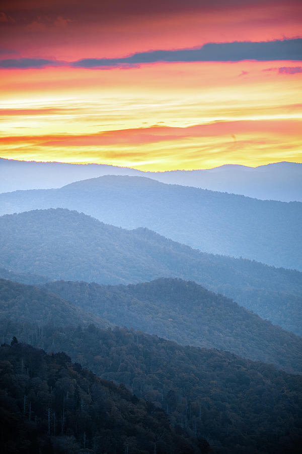 Autumn Layers Sunrise In Smoky Mountain National Park  Photograph by Jordan Hill