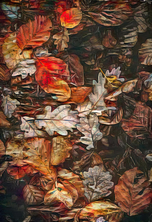 Autumn Leaves Abstract Digital Art by Teresa Wilson