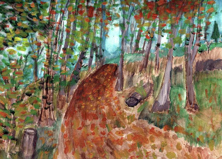Autumn Leaves along the Trail Painting by Christopher Reed