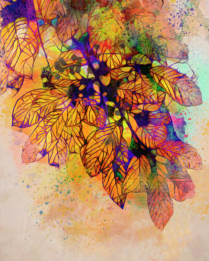 Autumn Leaves And Berries  Mixed Media by Ann Powell