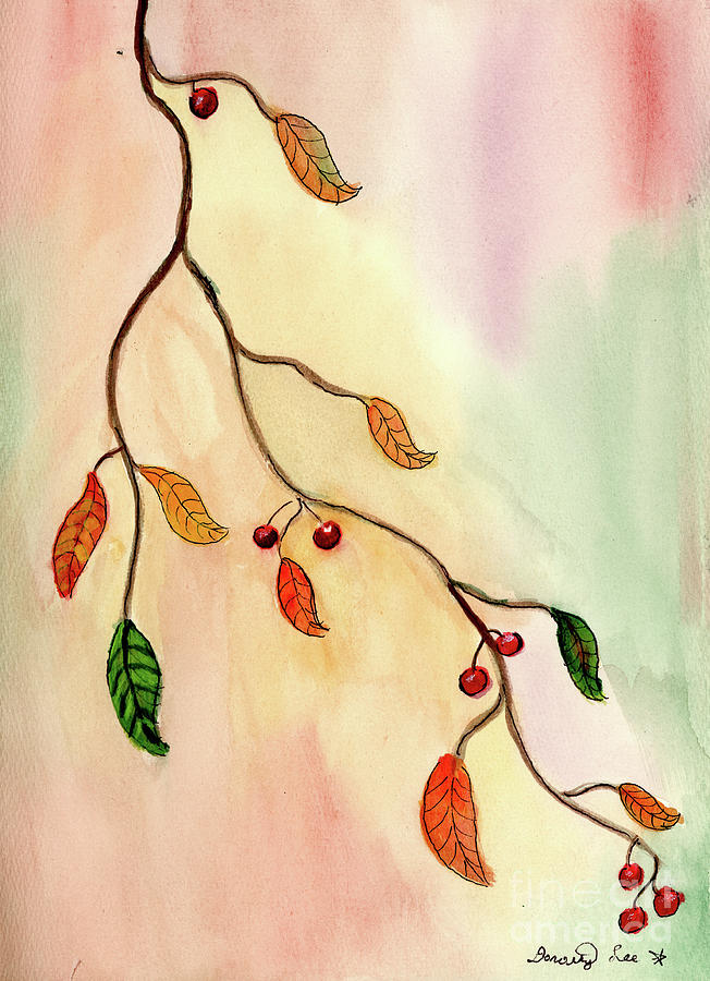 Autumn Leaves And Berries Painting by Dorothy Lee