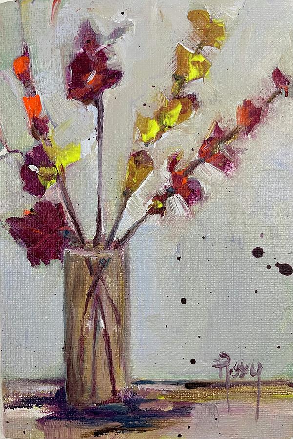 Autumn Leaves in a Vase Painting by Roxy Rich