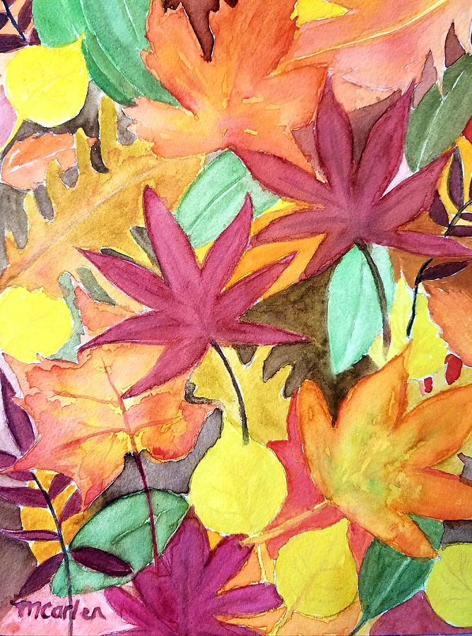 Autumn Leaves Painting by M Carlen