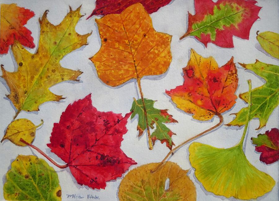 Fall Painting - Autumn Leaves by Mira Fink