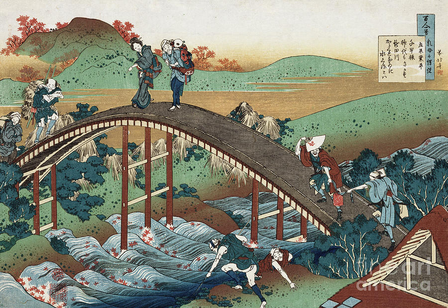 Autumn Leaves on the Tsutaya River Painting by Katsushika Hokusai