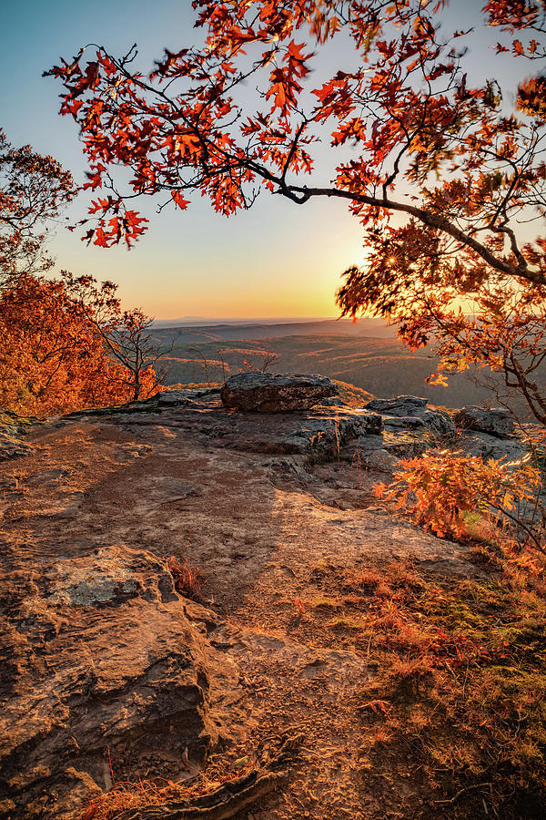 Autumn Leaves Over A White Rock Mountain Sunset Photograph by Gregory Ballos