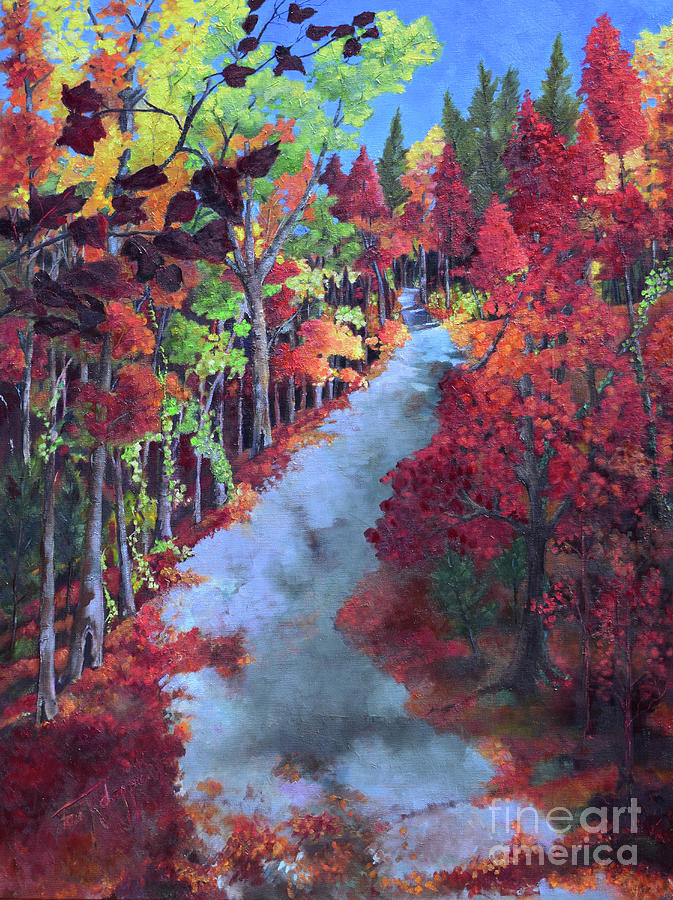  Autumn Leaves - Pathway Home  Painting by Jan Dappen