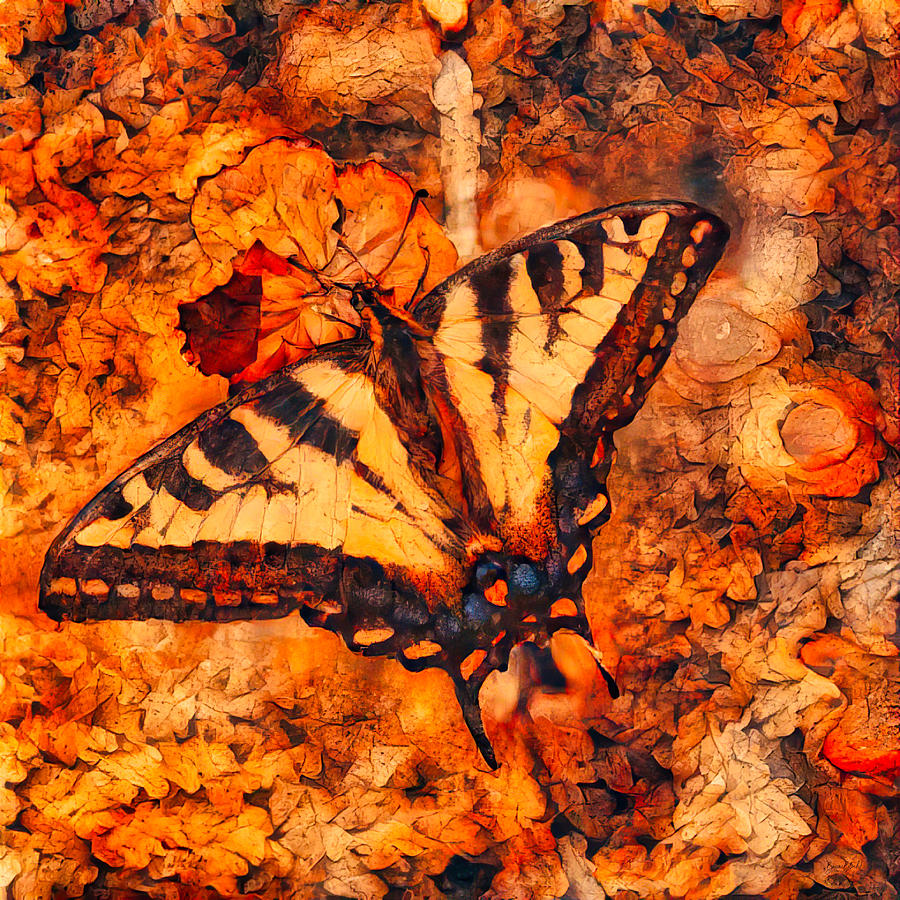 Autumn Leaves Swallowtail Digital Art by Bruce Block