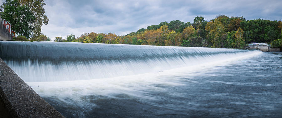 Autumn Lehigh River Waterfall Panorama Photograph by Jason Fink