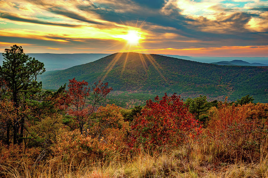 Autumn Light at Sunset Point Along the Talimena Scenic Byway Photograph by Gregory Ballos