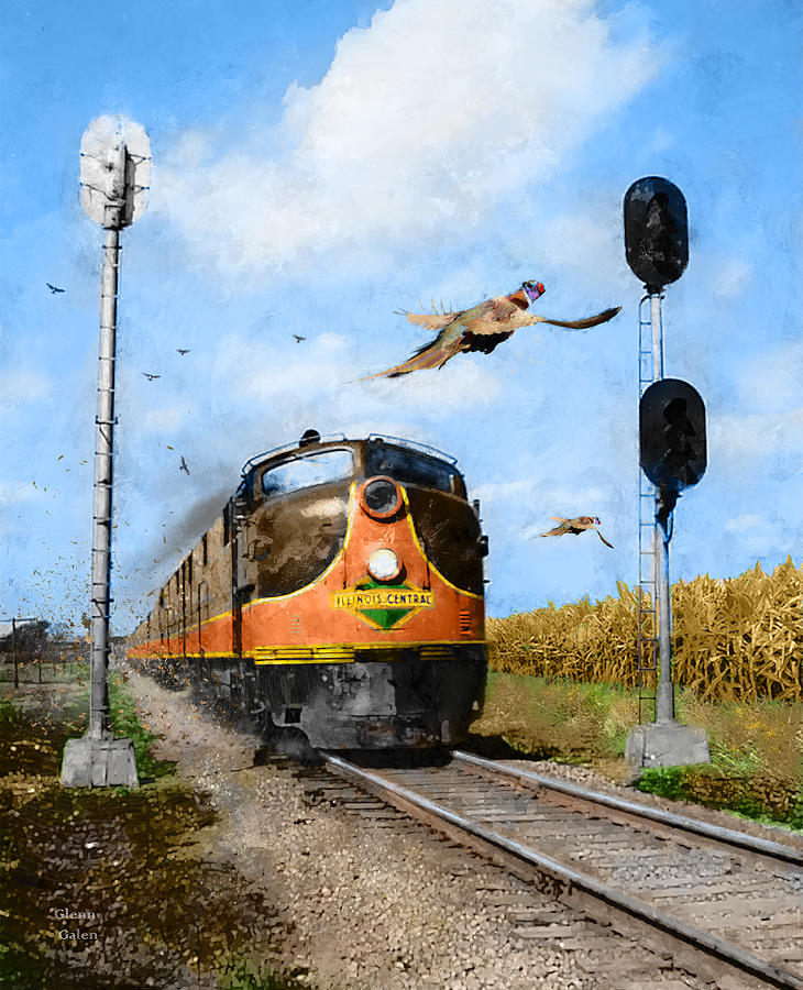 Autumn Locomotive - The Land O Corn  Painting by Glenn Galen