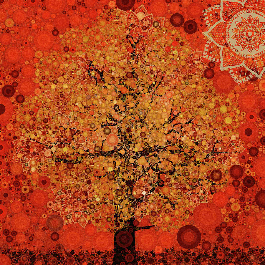 Autumn Mandala Tree Digital Art by Peggy Collins