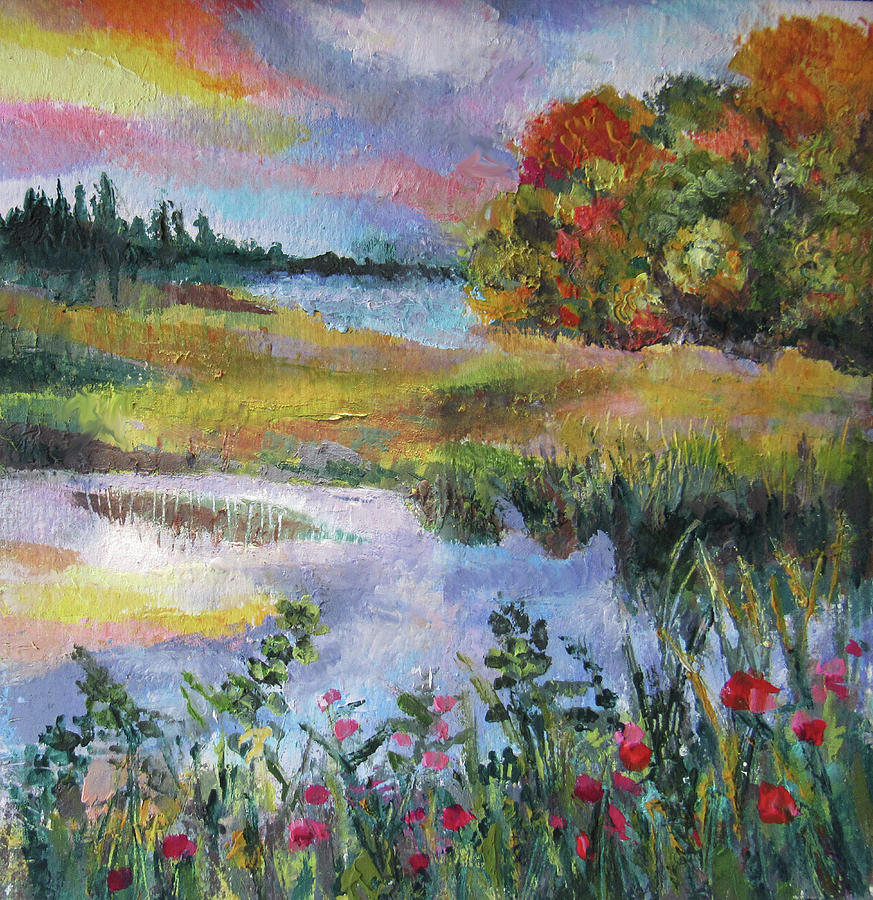 Autumn Marsh Painting by Jean Batzell Fitzgerald