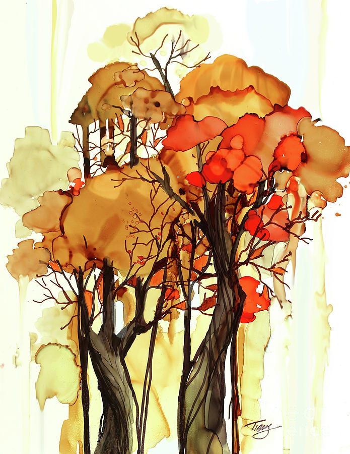 Fall Trees Painting - Autumn Memory by Julie Tibus