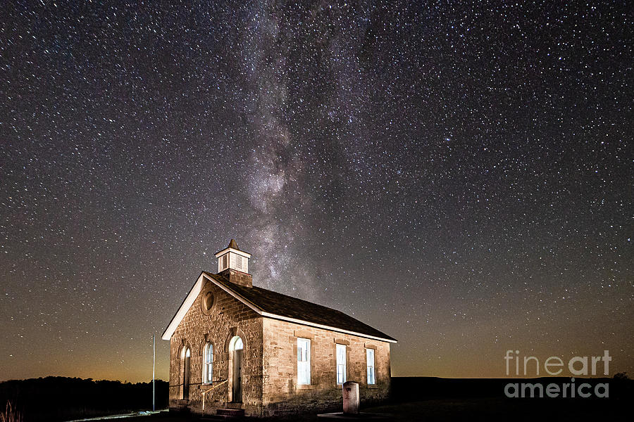Autumn Milky  Way at the Lower Fox Creek School Photograph by Jean Hutchison