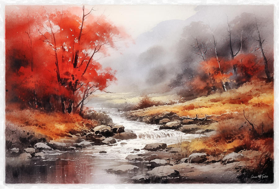 Nature Painting - Autumn Mists, County Mayo, Ireland. by Conor McGuire