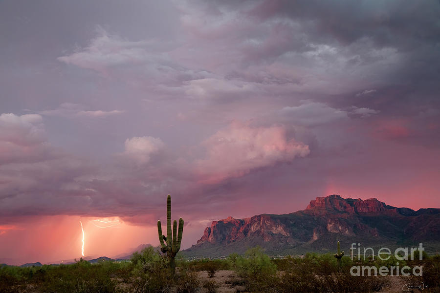 Autumn Monsoon at Sunset Superstition Mountains Photograph by Joanne West