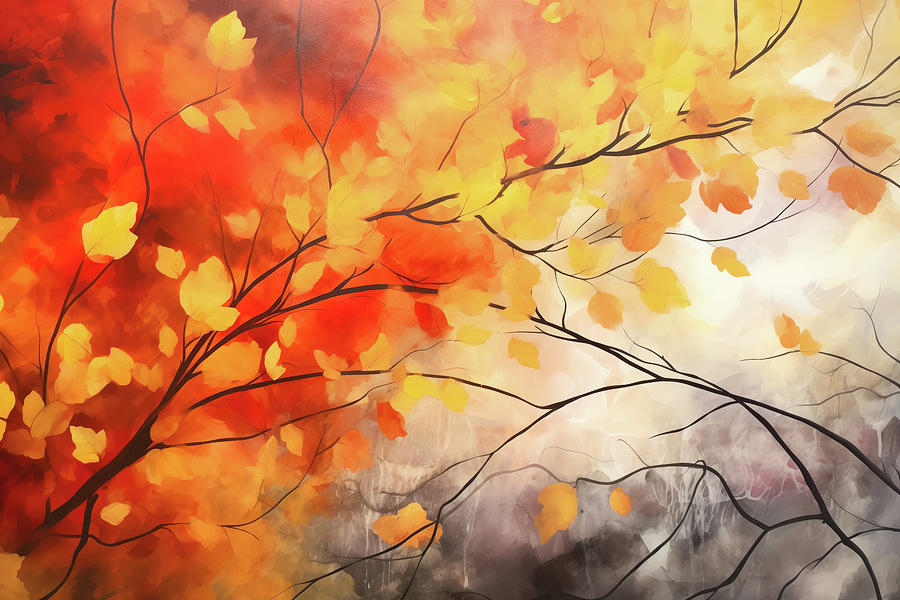 Autumn Mood 03 Golden and Red Leaves Digital Art by Matthias Hauser