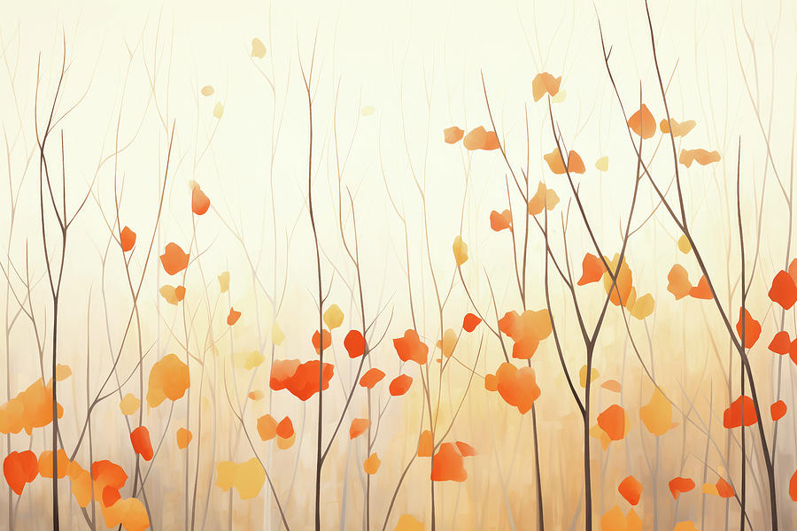 Autumn Mood 04 Minimalist Leaves Digital Art by Matthias Hauser