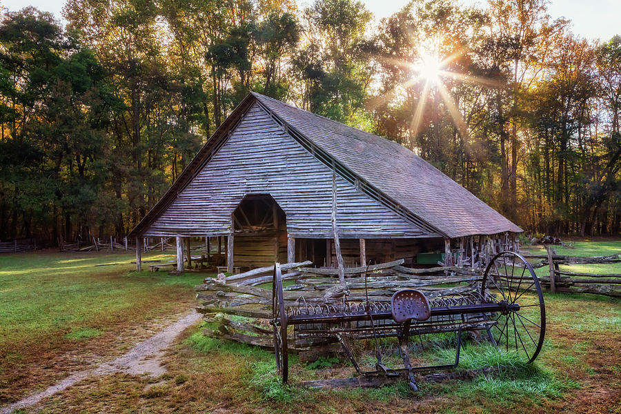 Autumn Morn at the Mountain Farm - Smoky Mountains Photograph by Susan Rissi Tregoning