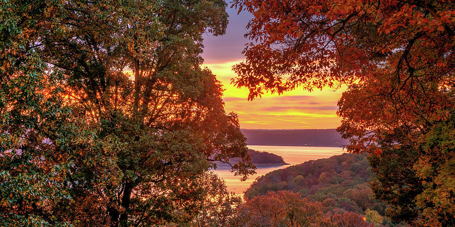 Autumn Morning Overlooking Beaver Lake Panorama Photograph by Gregory Ballos