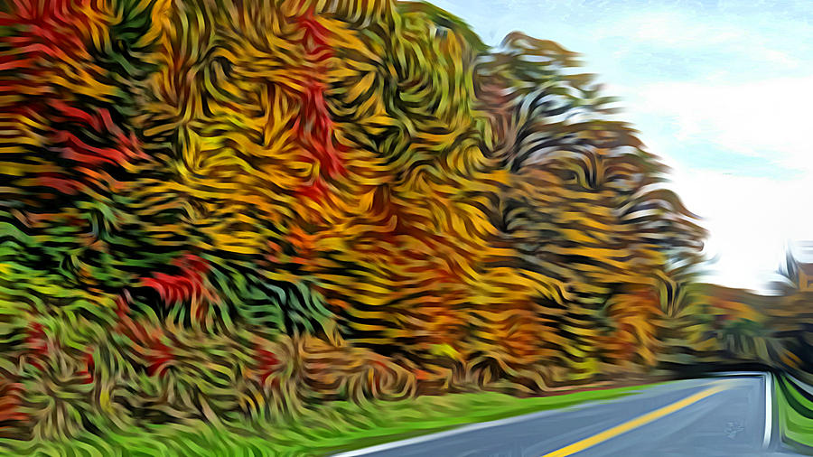 Fall Mixed Media - Autumn Mountain Road  by Ally White
