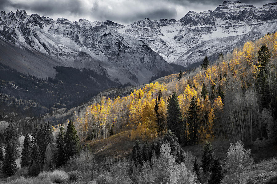 Autumn Mountains Black and White and Color Study B Photograph by David Chasey