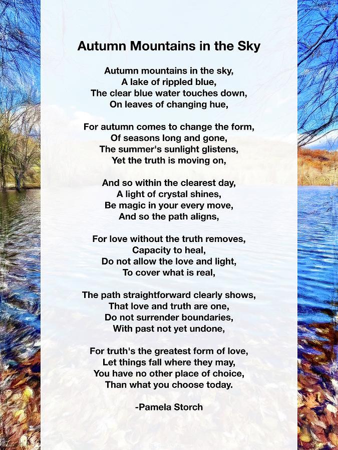 Autumn Mountains in the Sky Poem Digital Art by Pamela Storch