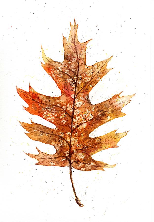 Autumn oak leaf Painting by Nataliya Vetter