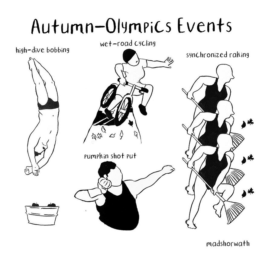 Autumn Olympics Events Drawing by Mads Horwath