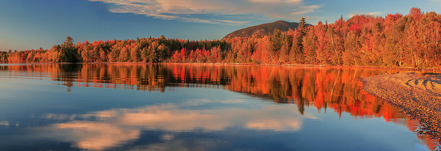 Autumn On Spencer Bay Panorama Reflection Photograph by Dan Sproul