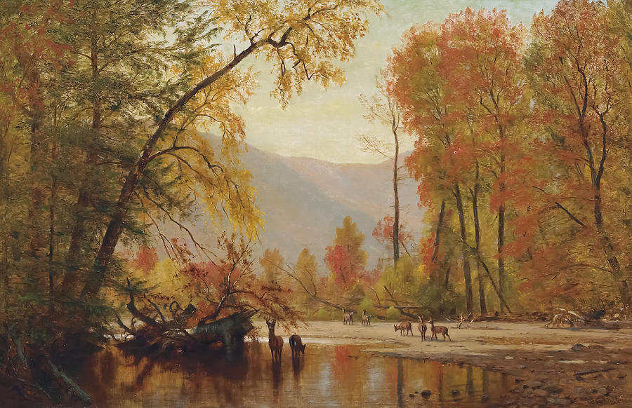 Thomas Worthington Whittredge Painting - Autumn on the Delaware by Thomas Worthington Whittredge by Mango Art