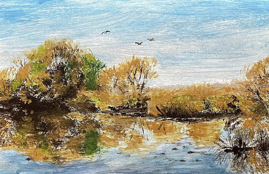 Autumn on the River Painting by Masha Batkova