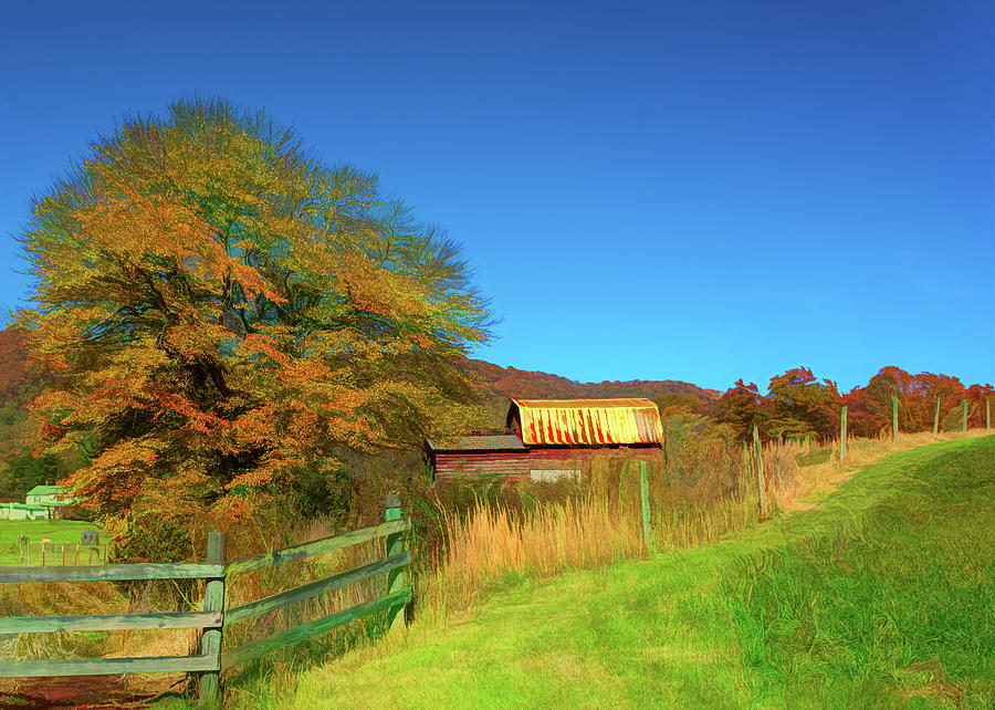 Autumn Pasture and Barn Photograph by Douglas Wielfaert
