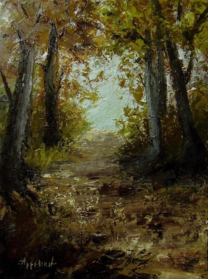 Tree Painting - Autumn path by Ageliki Alexandridou