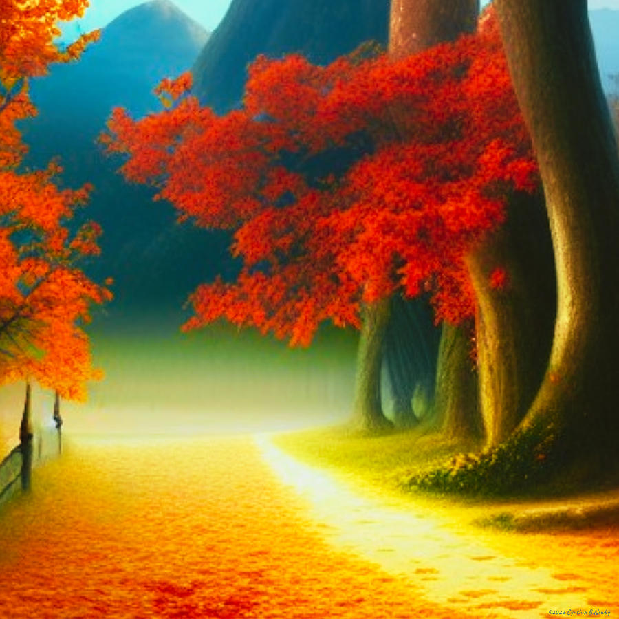Fall Digital Art - Autumn Path by Cindys Creative Corner