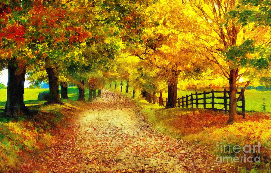 Autumn path two Digital Art by Jerzy Czyz