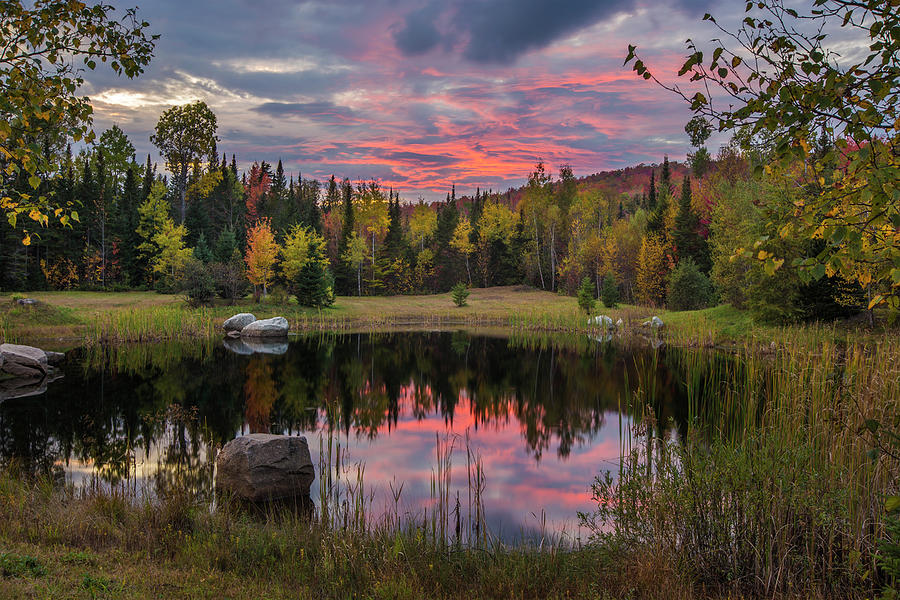 Autumn Pond Sunset Reflections Photograph by White Mountain Images