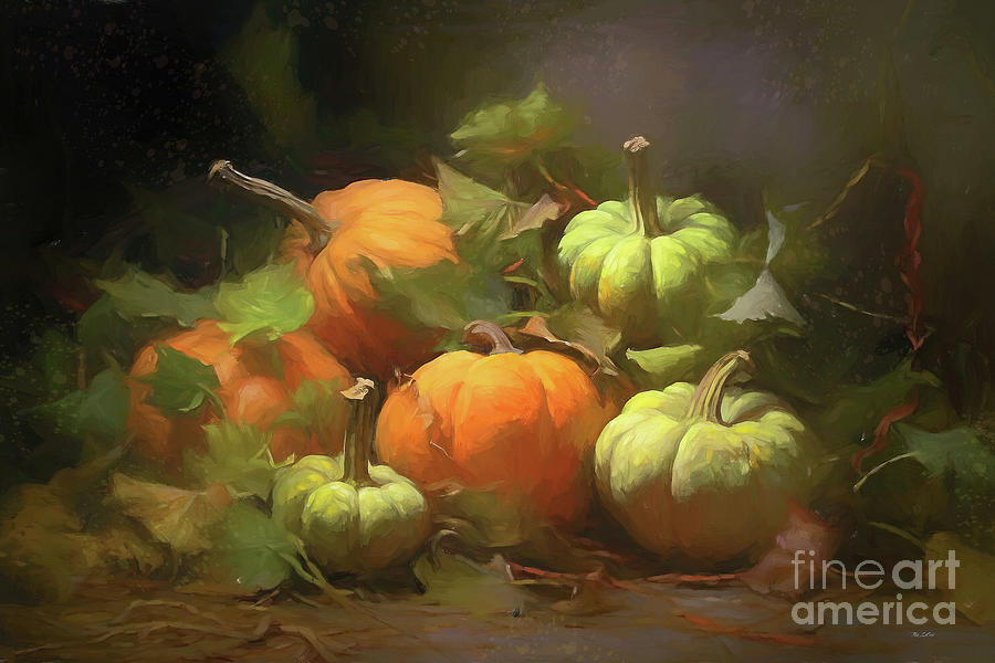 Autumn Pumpkins Painting by Tina LeCour