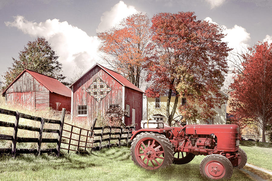 Autumn Reds on the Country Farm Photograph by Debra and Dave Vanderlaan