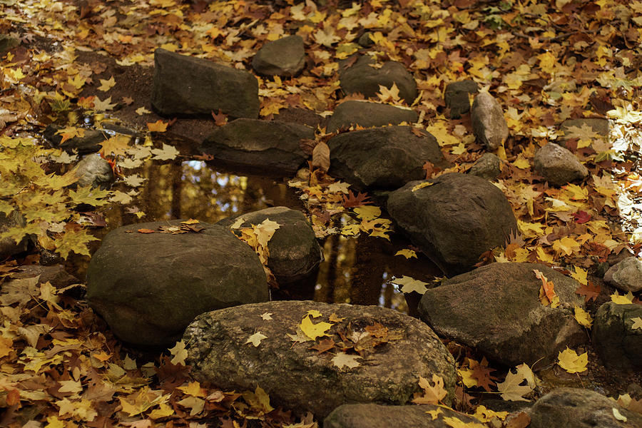 Autumn Reflections Among the Rocks Photograph by Kimberly Mackowski