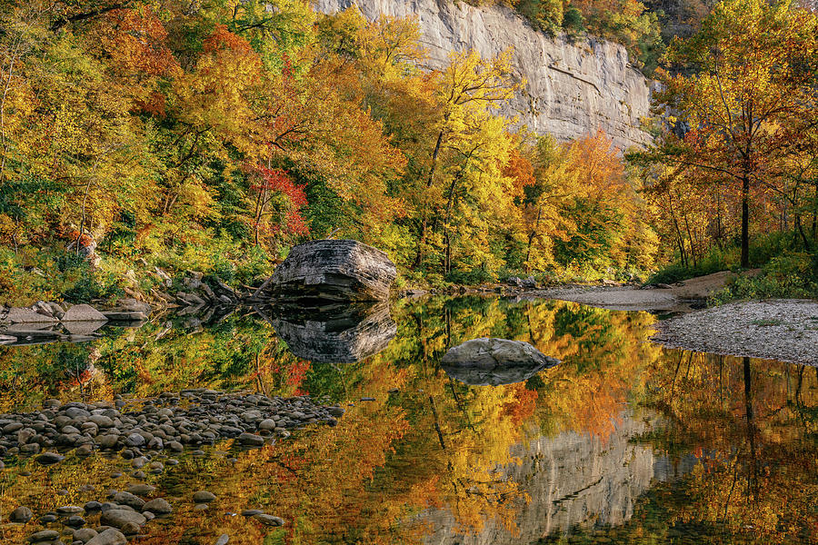 Fall Photograph - Autumn Reflections - Buffalo National River, Arkansas by Jeff Rose