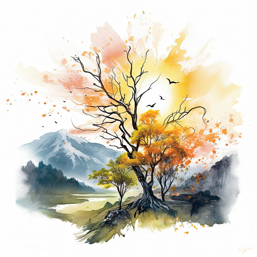 Autumn Rhapsody - Four Seasons Landscapes  Painting by Lourry Legarde
